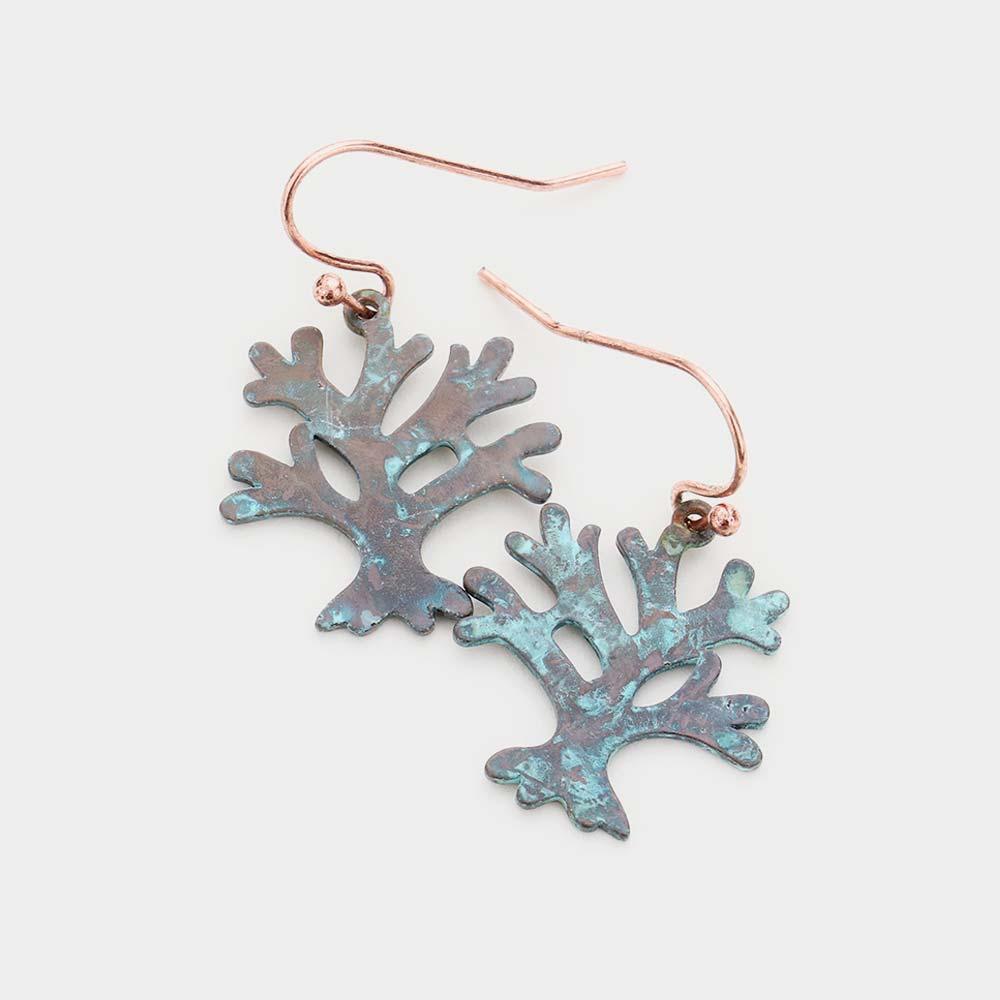 Brass Metal Tree Dangle Earrings - Jewelry Store by Erik Rayo