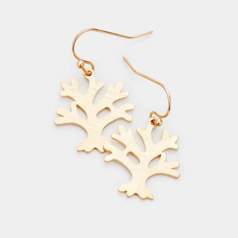 Gold 
Brass Metal Tree Dangle Earrings - Jewelry Store by Erik Rayo