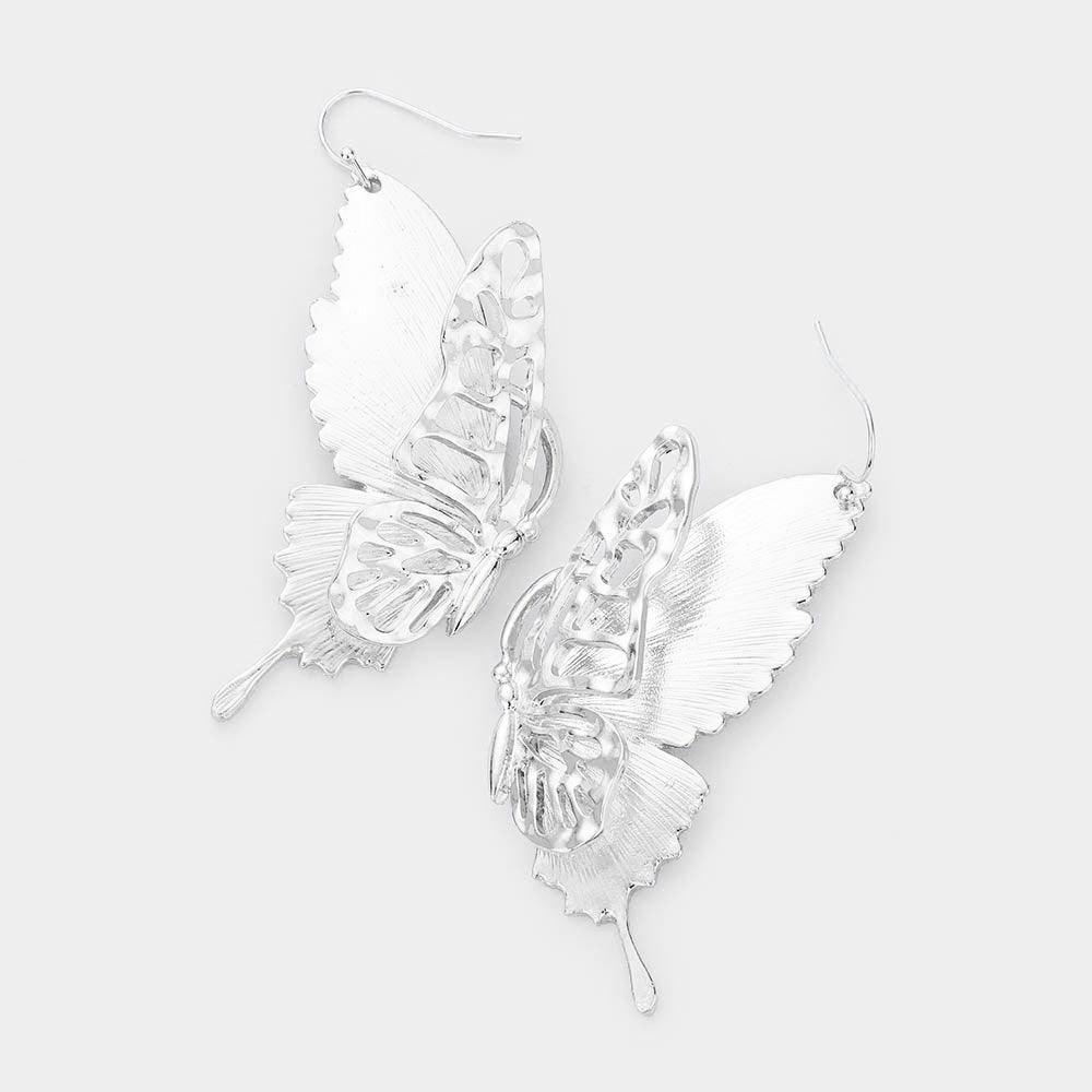 Butterfly Filigree Metal Drop Earrings - Jewelry Store by Erik Rayo