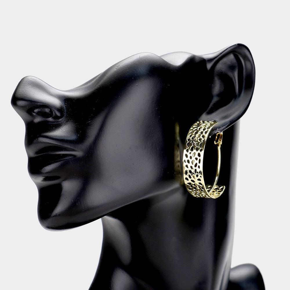 Gold Dot Punch Hole Metal Hoop Earrings - Jewelry Store by Erik Rayo