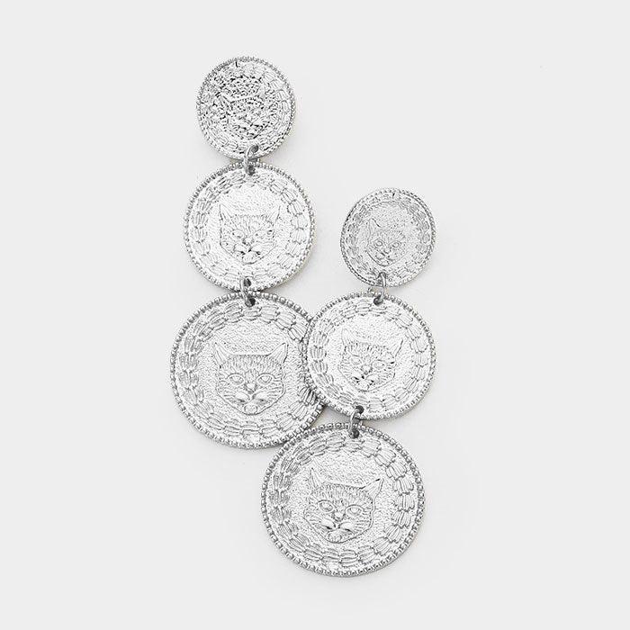 Triple Metal Coin Drop Earrings - Jewelry Store by Erik Rayo