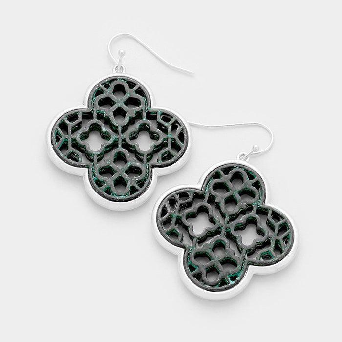 Filigree Two tone clover earrings - Jewelry Store by Erik Rayo