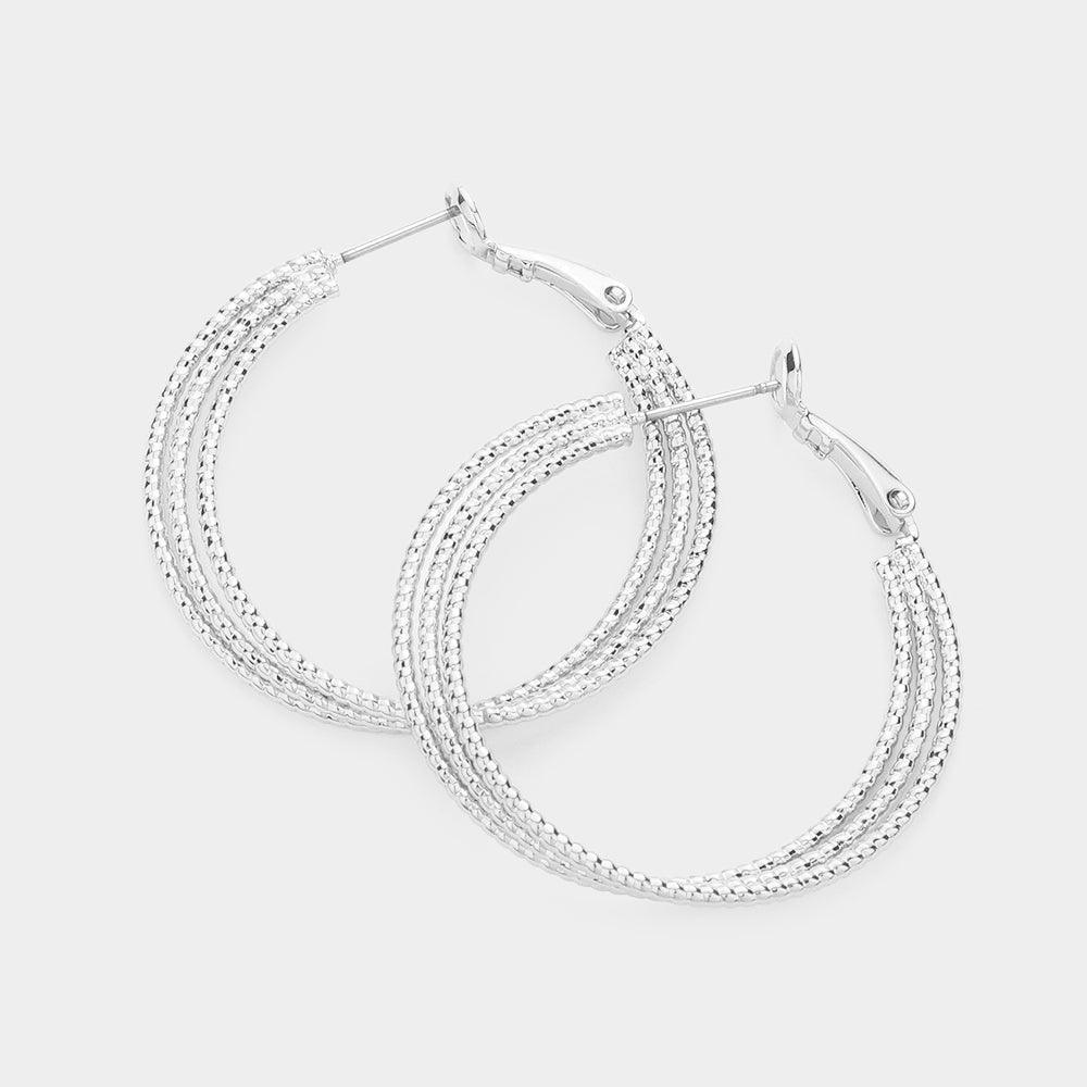 Brass Metal Triple Layered Hoop Earrings - Jewelry Store by Erik Rayo