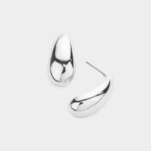 Load image into Gallery viewer, Silver Curved Metal Teardrop Earrings
