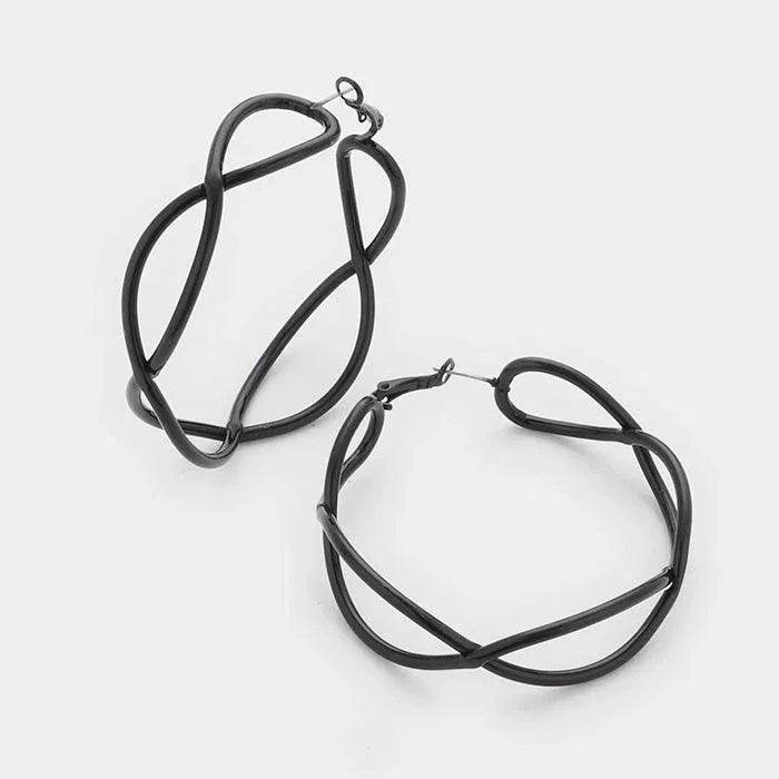 Black Braided Metal Earrings - Jewelry Store by Erik Rayo