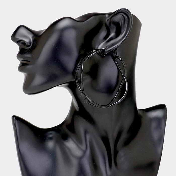 Black Braided Metal Earrings - Jewelry Store by Erik Rayo