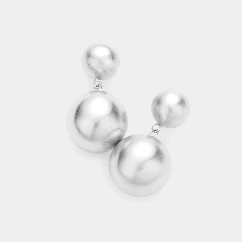 Double Metal Ball Link Dangle Earrings - Jewelry Store by Erik Rayo
