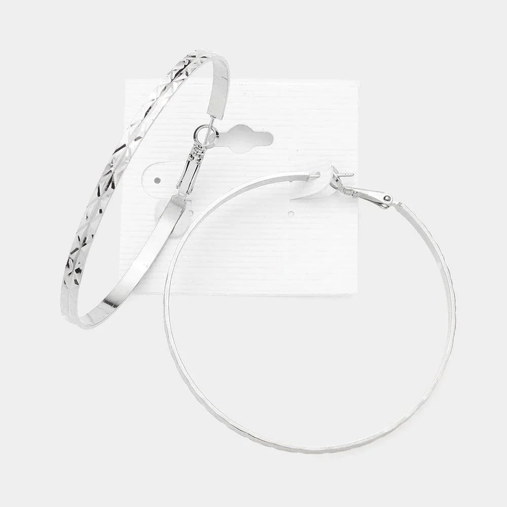 2.5 Inch Metal Hoop Earrings - Jewelry Store by Erik Rayo