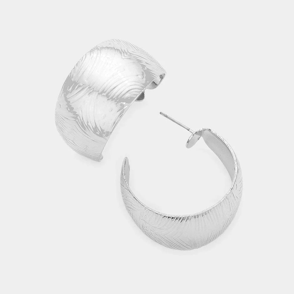 Silver Dipped Textured Metal Hoop Earrings - Jewelry Store by Erik Rayo