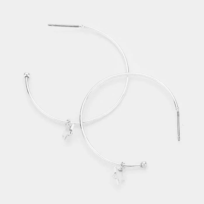 Metal Hoop Star Dangle Earrings - Jewelry Store by Erik Rayo