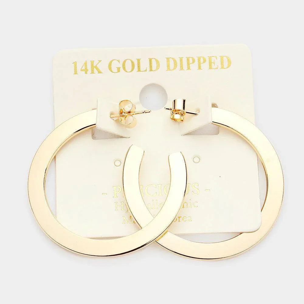 Gold 14K Gold Dipped 1.5 Inch Metal Hoop Earrings - Jewelry Store by Erik Rayo