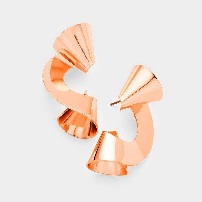 Rose Gold Geometric Twisted Metal Earrings - Jewelry Store by Erik Rayo