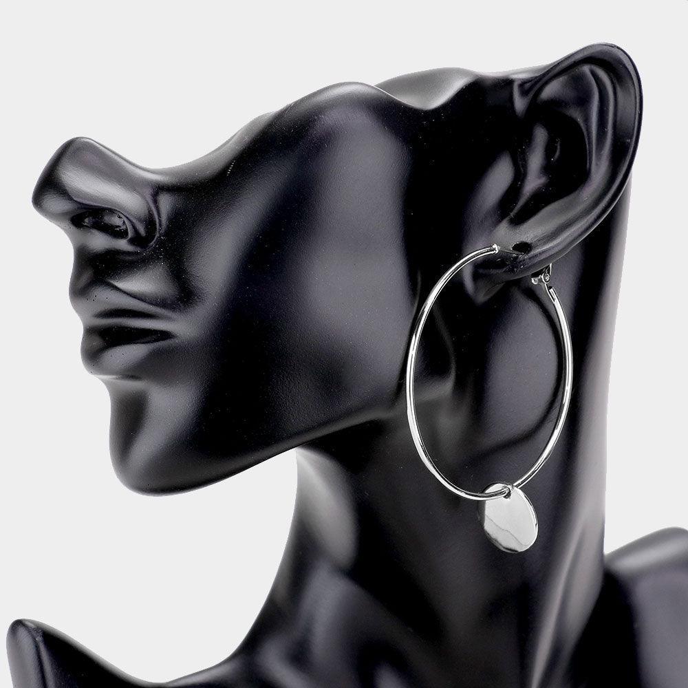 Metal Hoop Disc Link Earrings - Jewelry Store by Erik Rayo