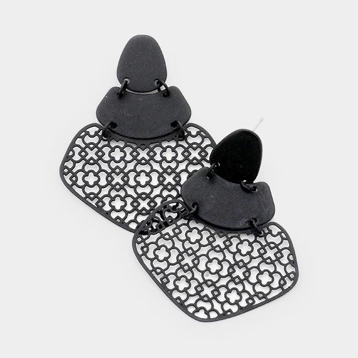 Black Filigree Metal Post Earrings - Jewelry Store by Erik Rayo