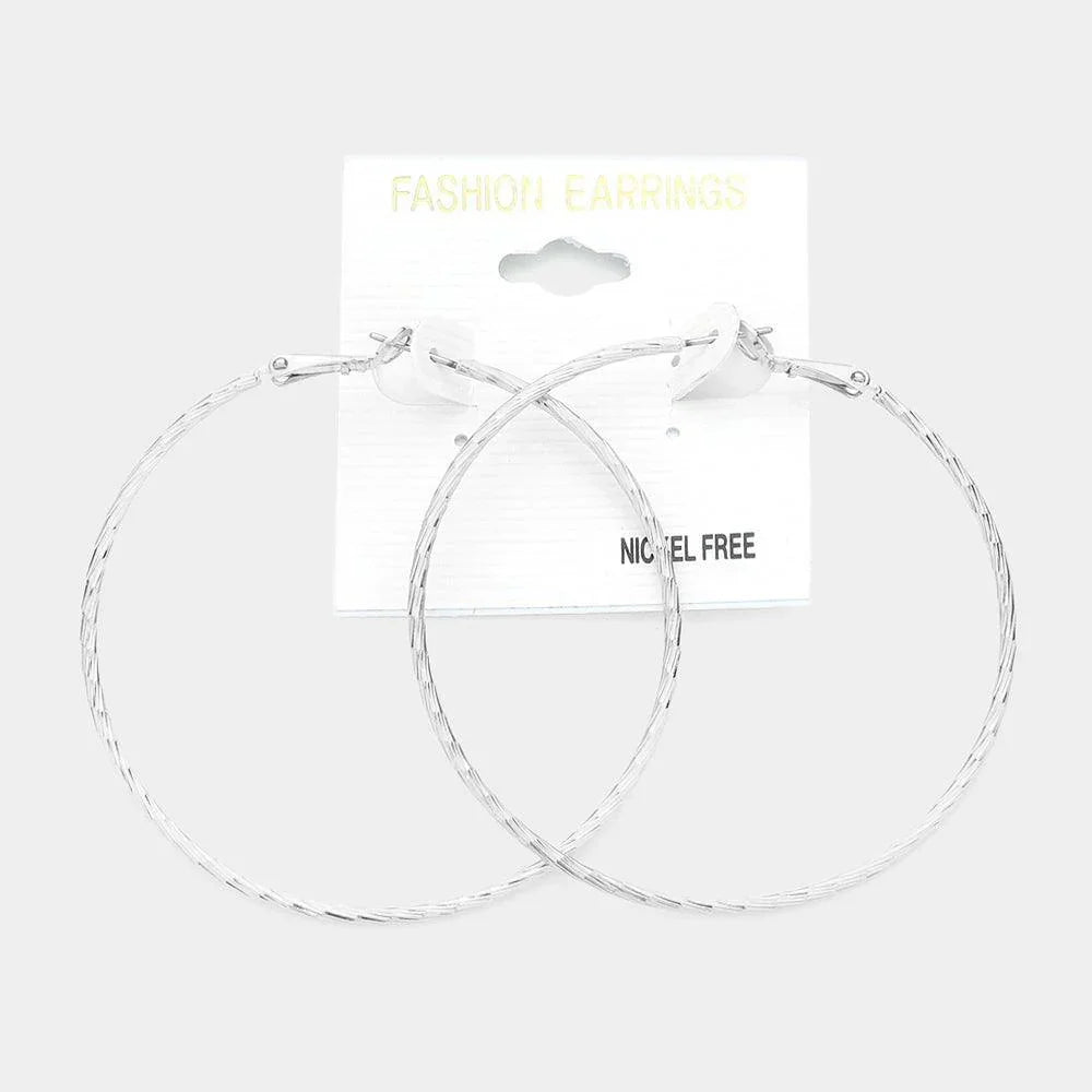 2.4 Inch Metal Hoop Earrings - Jewelry Store by Erik Rayo