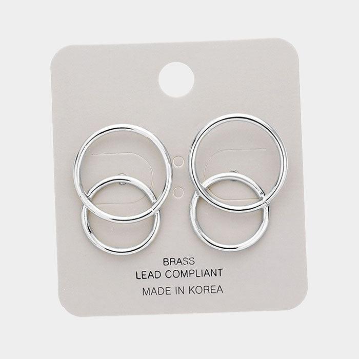 Brass Metal Double Open Circle Earrings - Jewelry Store by Erik Rayo