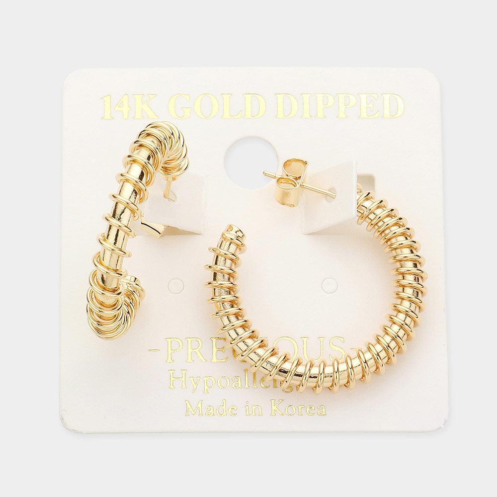 Gold 14L Gold Dipped Metal Coil Hoop Earrings - Jewelry Store by Erik Rayo