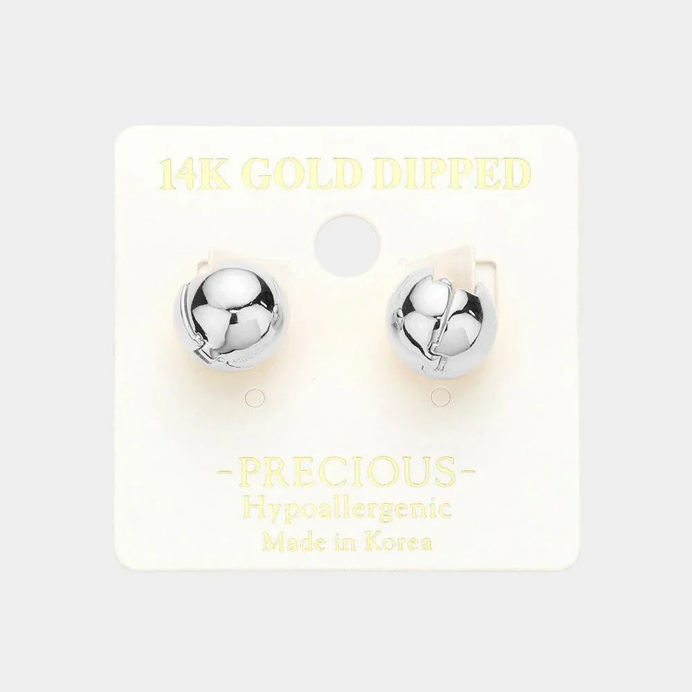 Gold 14K White Gold Dipped 0.5 Inch Metal Huggie Hoop Earrings - Jewelry Store by Erik Rayo