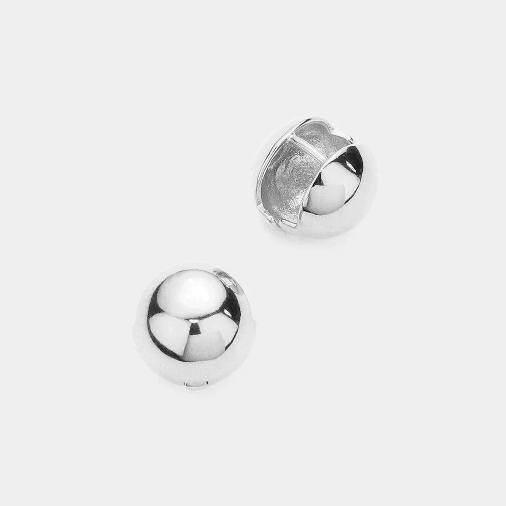 Gold 14K White Gold Dipped 0.5 Inch Metal Huggie Hoop Earrings - Jewelry Store by Erik Rayo