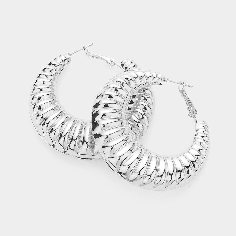 Textured Metal Hoop Earrings - Jewelry Store by Erik Rayo