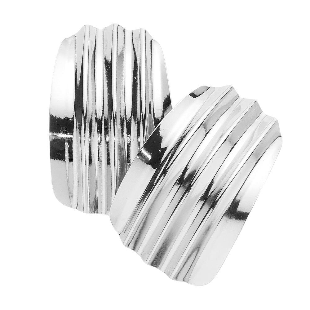 Oversized Textured Metal Geometric Plate Earrings