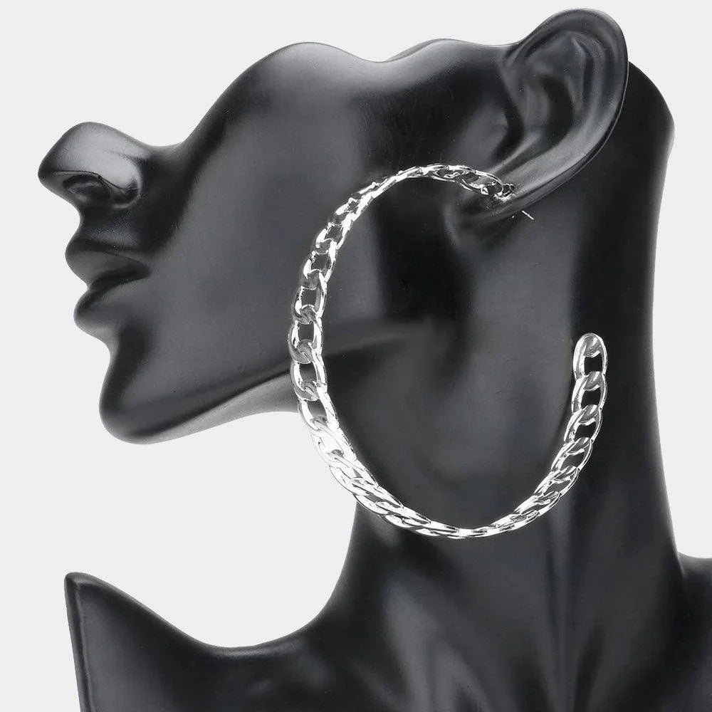 Metal Chain Hoop Earrings - Jewelry Store by Erik Rayo
