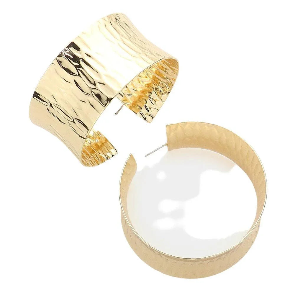 Gold Chunky Textured Metal Hoop Earrings - Jewelry Store by Erik Rayo