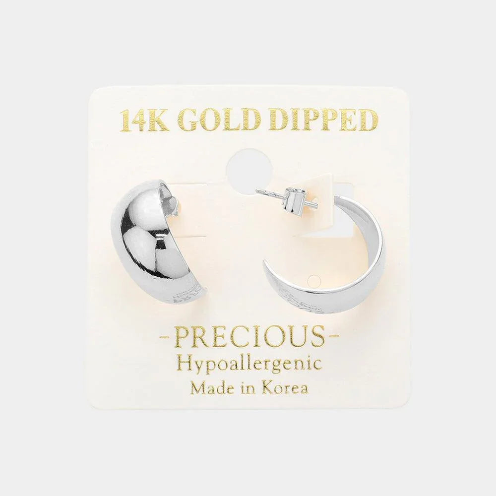 Gold 14K White Gold Dipped Hypoallergenic Metal Hoop Earrings - Jewelry Store by Erik Rayo
