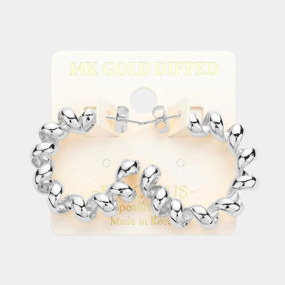 Gold 14K Gold Dipped Hypoallergenic Spiral Metal Hoop Earrings - Jewelry Store by Erik Rayo