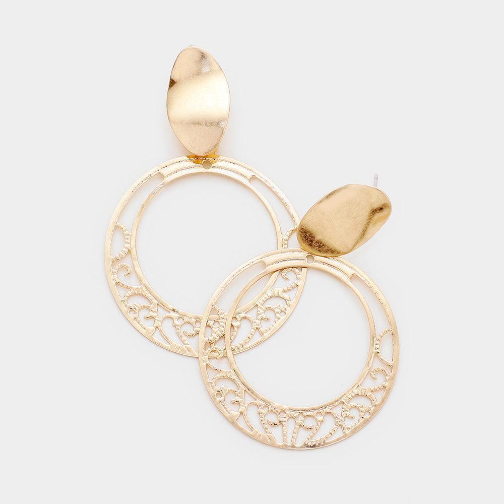 Gold Cut Out Metal Open Circle Earrings - Jewelry Store by Erik Rayo