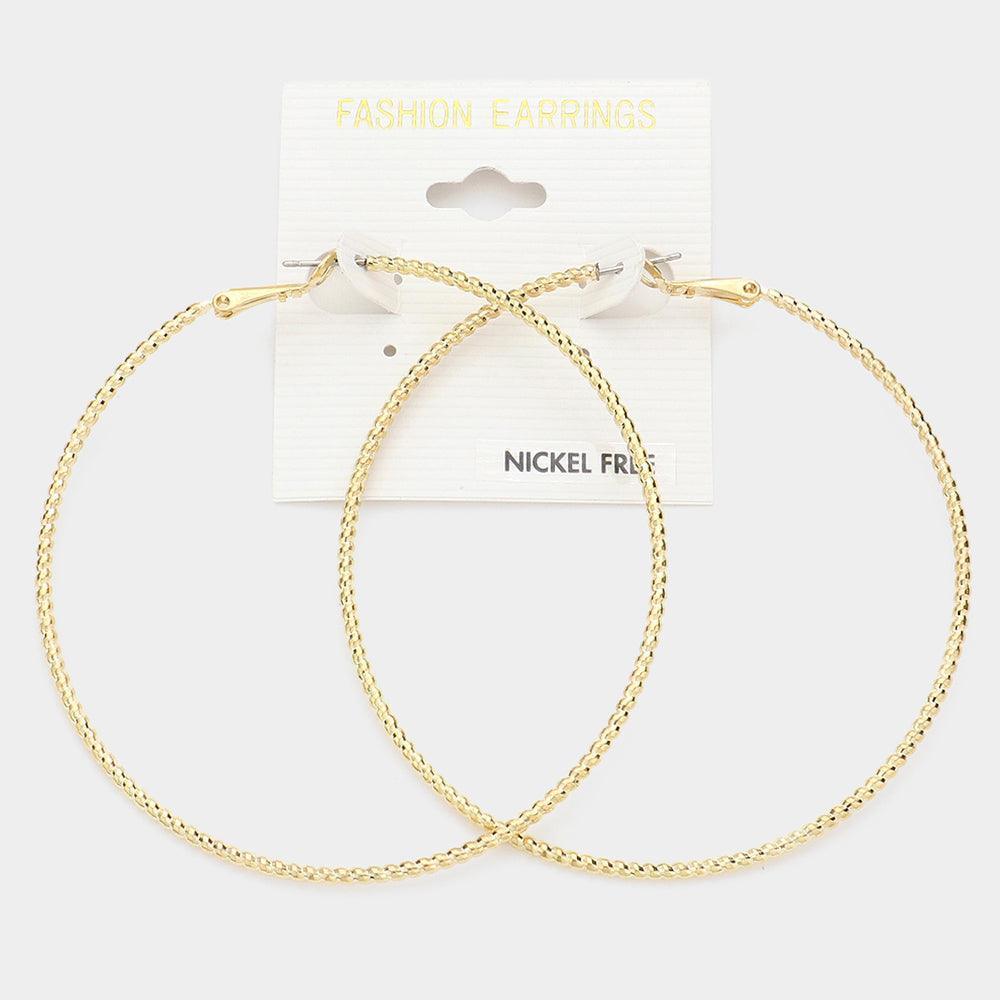 Gold 2.75 Inch Metal Hoop Earrings - Jewelry Store by Erik Rayo