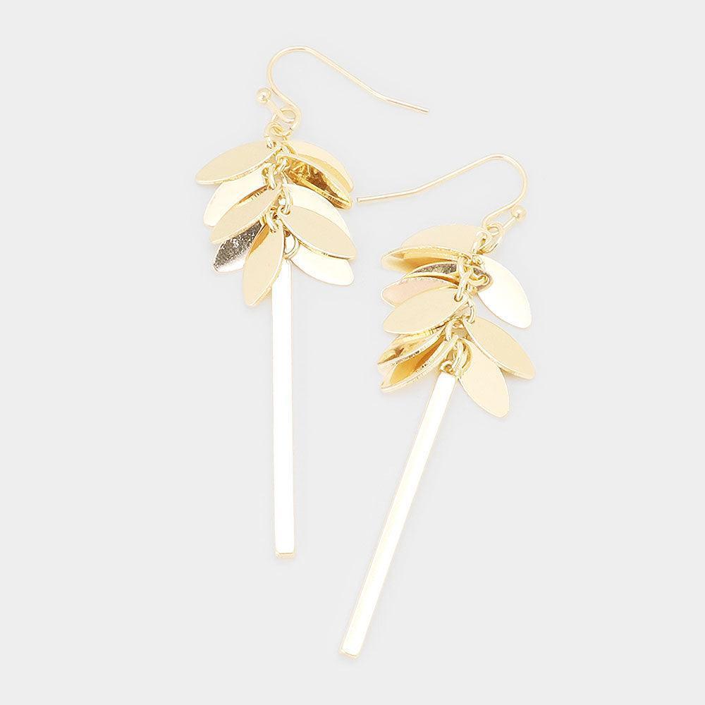Gold Metal Marquise Cluster Vine Bar Drop Dangle Earrings - Jewelry Store by Erik Rayo