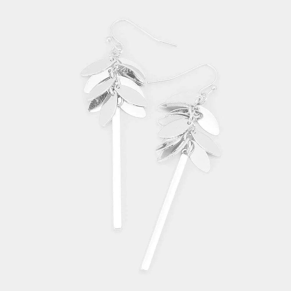 Metal Marquise Cluster Vine Bar Drop Dangle Earrings - Jewelry Store by Erik Rayo