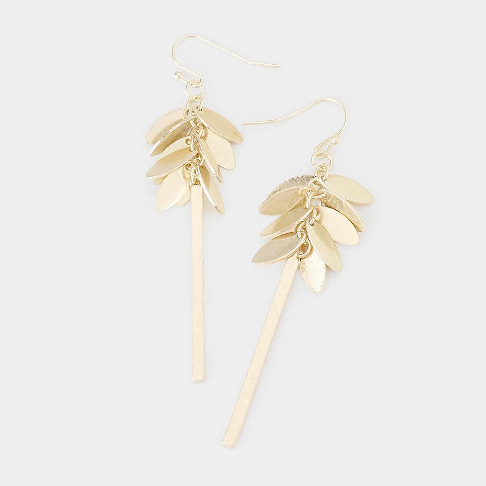 Gold Metal Marquise Cluster Vine Bar Drop Dangle Earrings - Jewelry Store by Erik Rayo