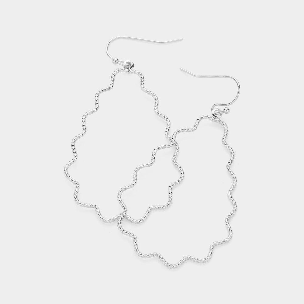 Wavy Open Metal Teardrop Dangle Earrings