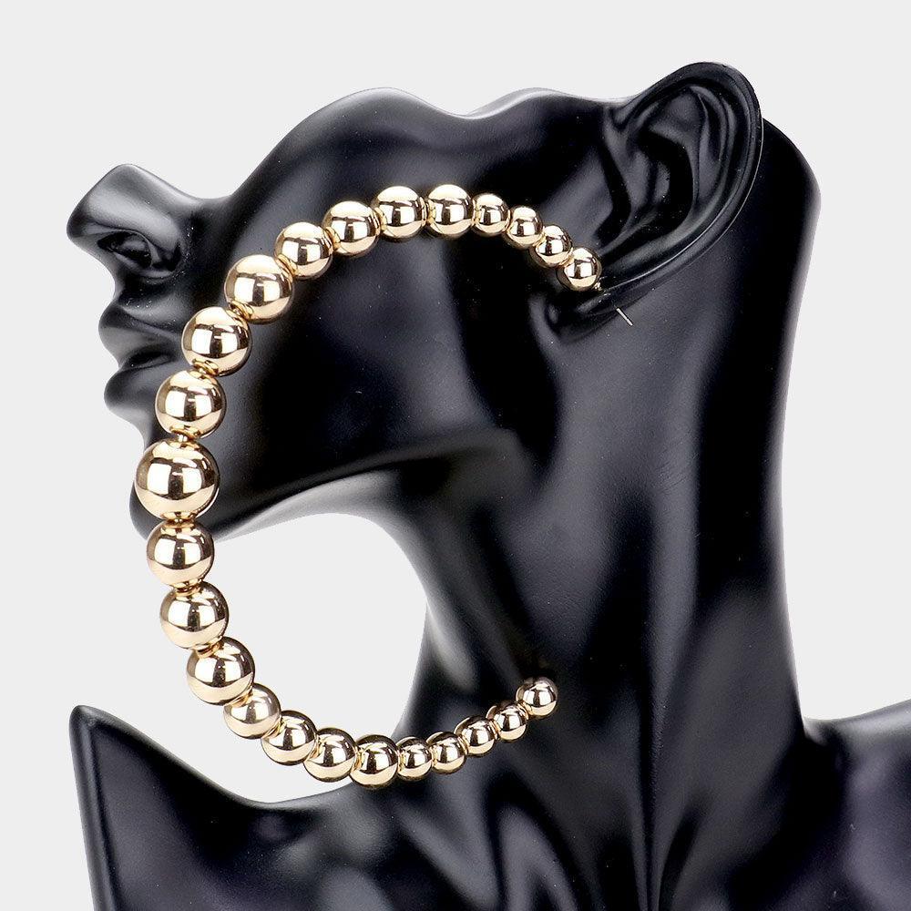 Gold Oversized Metal Ball Half Hoop Earrings - Jewelry Store by Erik Rayo