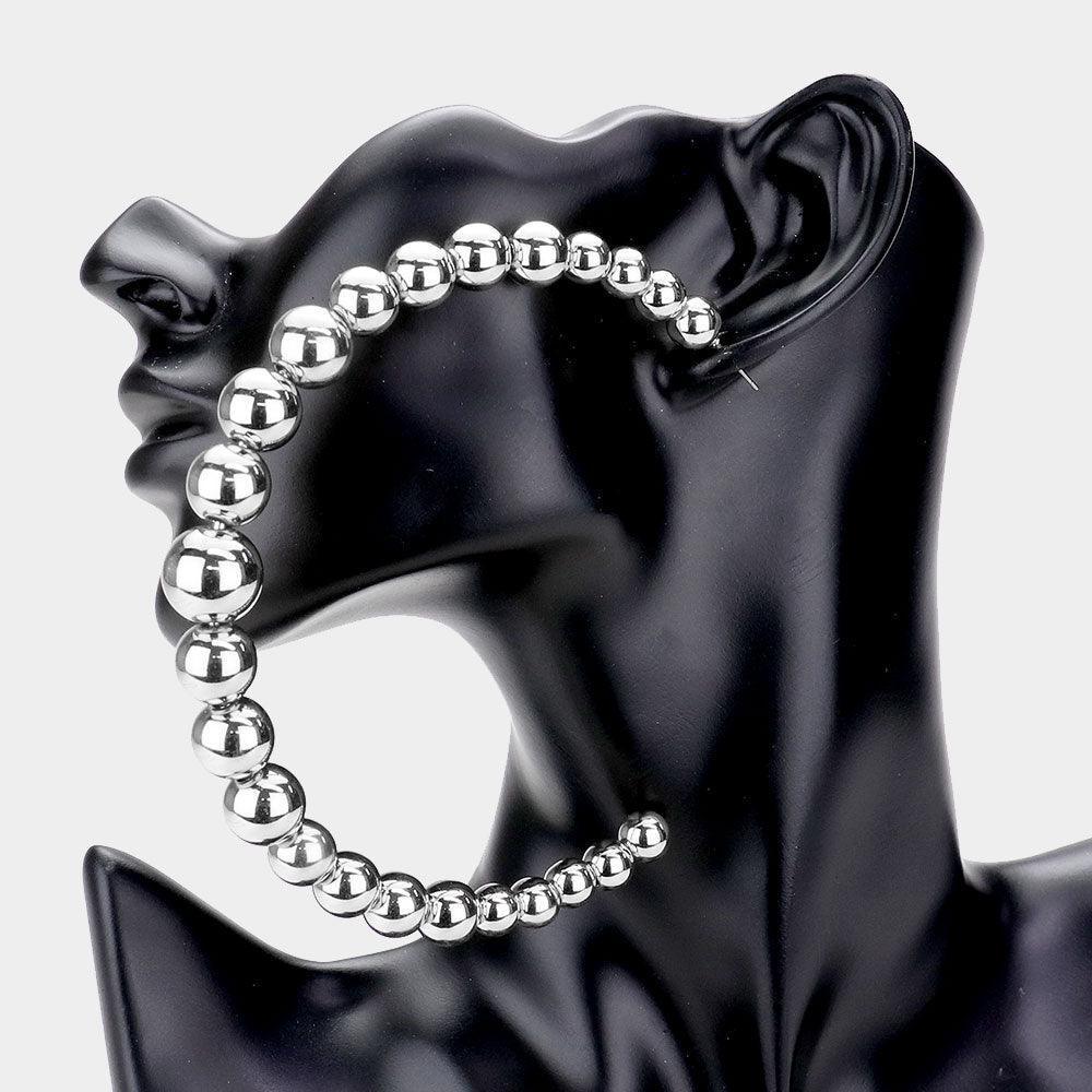 Oversized Metal Ball Half Hoop Earrings - Jewelry Store by Erik Rayo