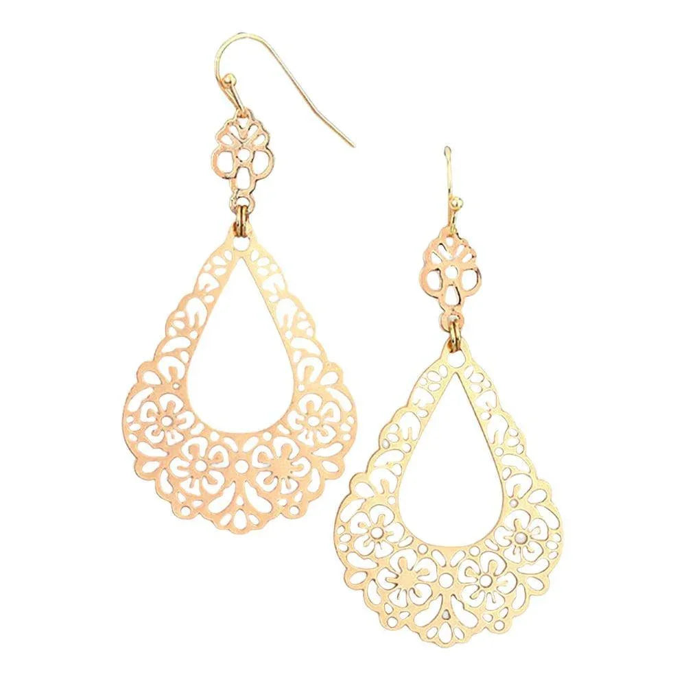 Gold Filigree Droplet Earrings - Jewelry Store by Erik Rayo