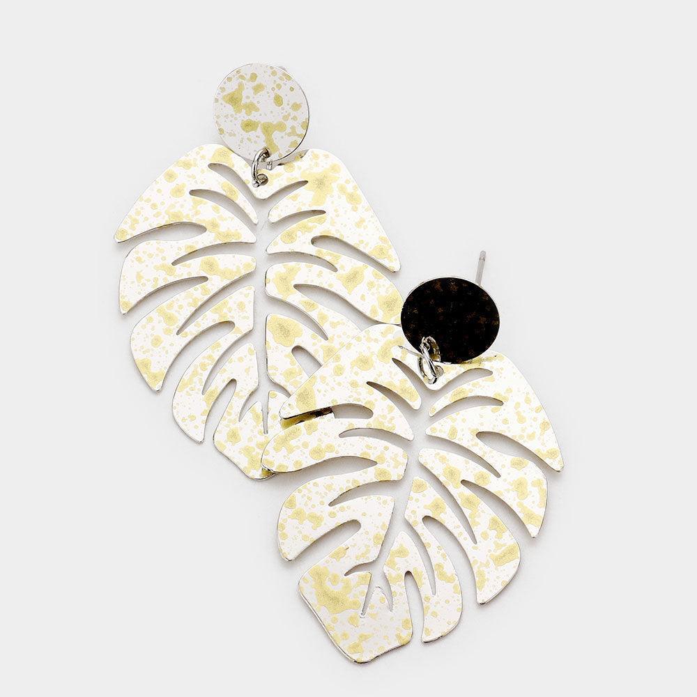 Splash Tropical Leaf Dangle Earrings - Jewelry Store by Erik Rayo