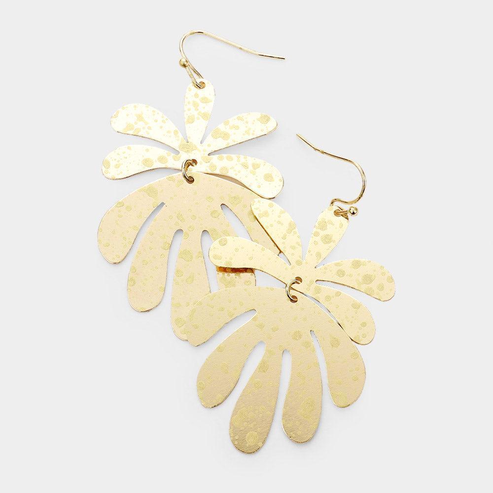 Gold Splash Metal Leaf Link Dangle Earrings - Jewelry Store by Erik Rayo