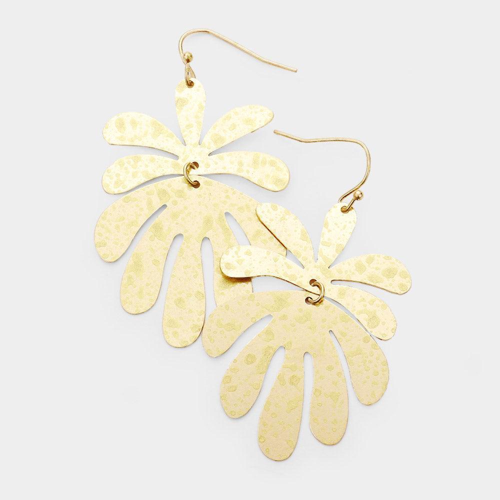 Gold Splash Metal Leaf Link Dangle Earrings - Jewelry Store by Erik Rayo