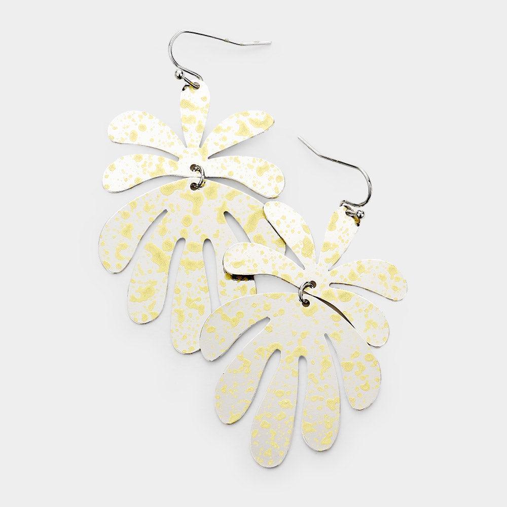 Silver Splash Metal Leaf Link Dangle Earrings - Jewelry Store by Erik Rayo