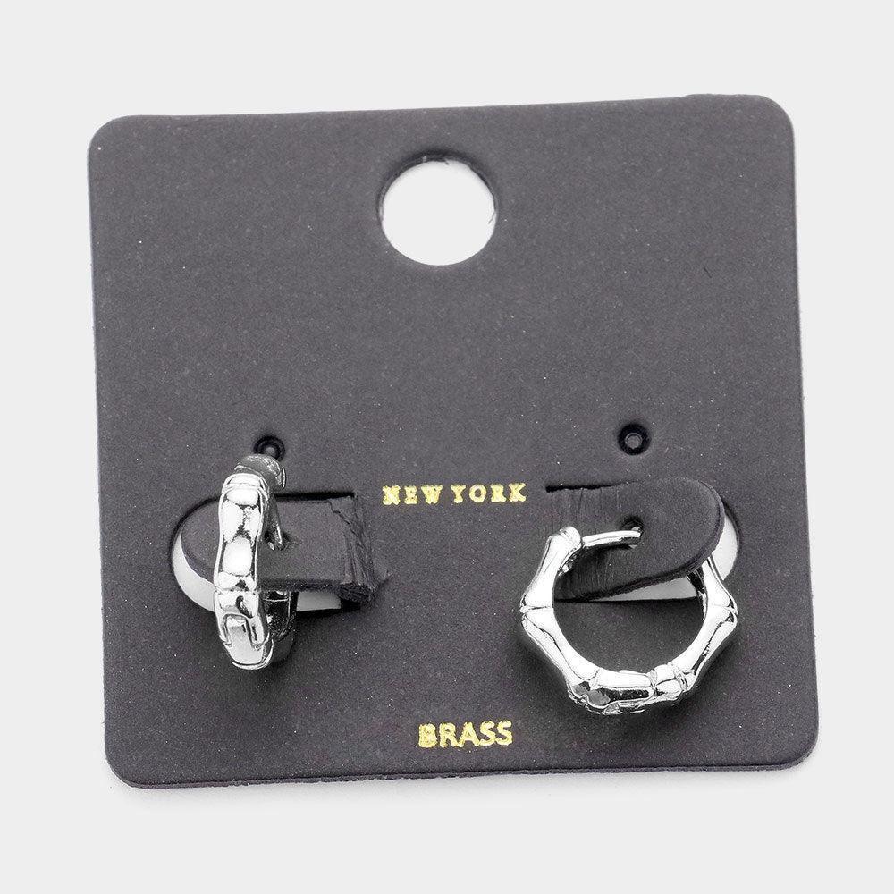 Brass Abstract Metal Hoop Huggie Earrings - Jewelry Store by Erik Rayo