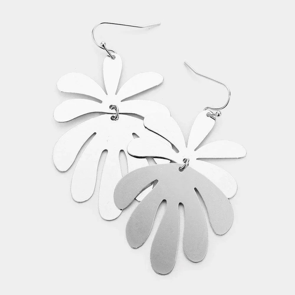 Metal Leaf Link Dangle Earrings - Jewelry Store by Erik Rayo