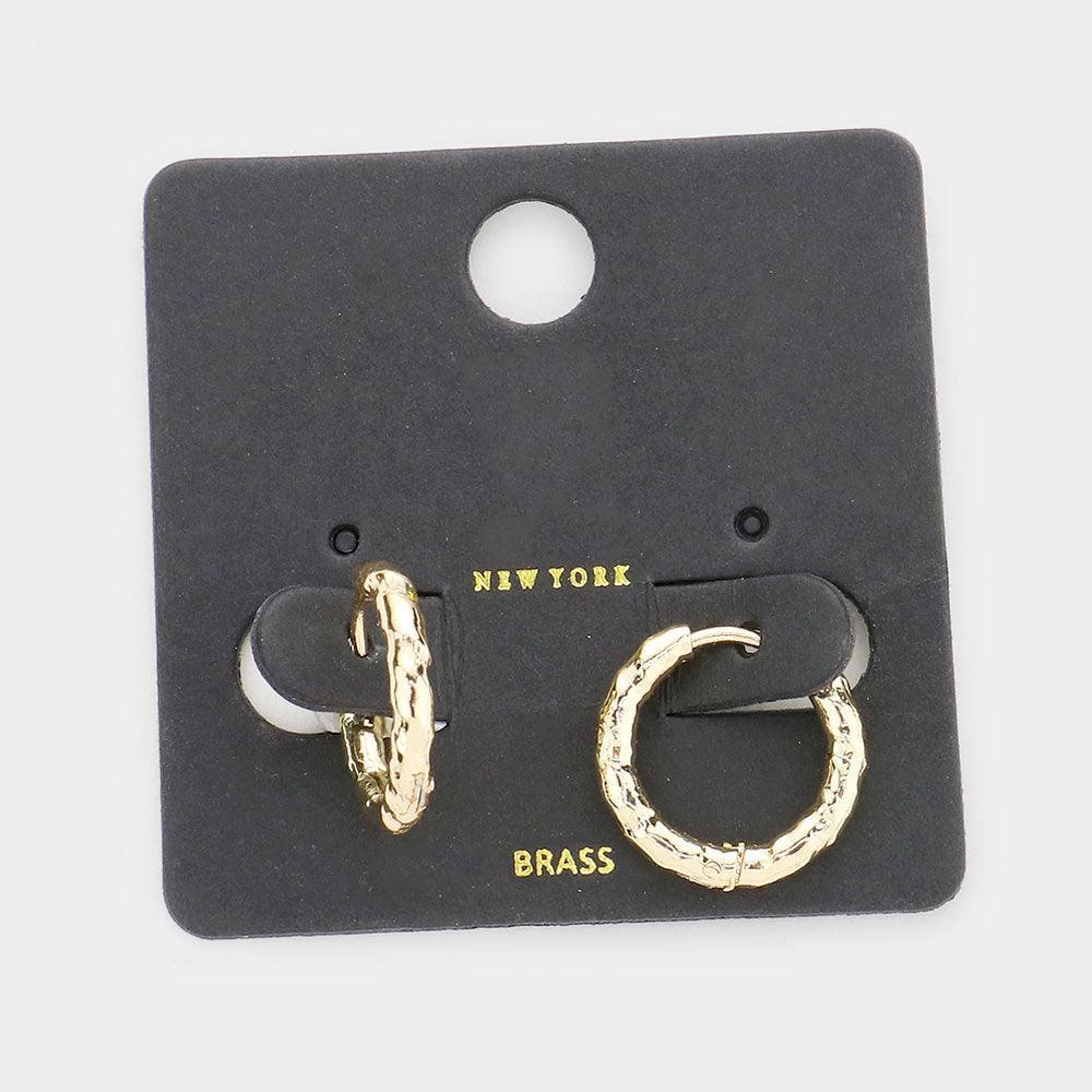Gold Brass Metal Hoop Huggie Earrings - Jewelry Store by Erik Rayo
