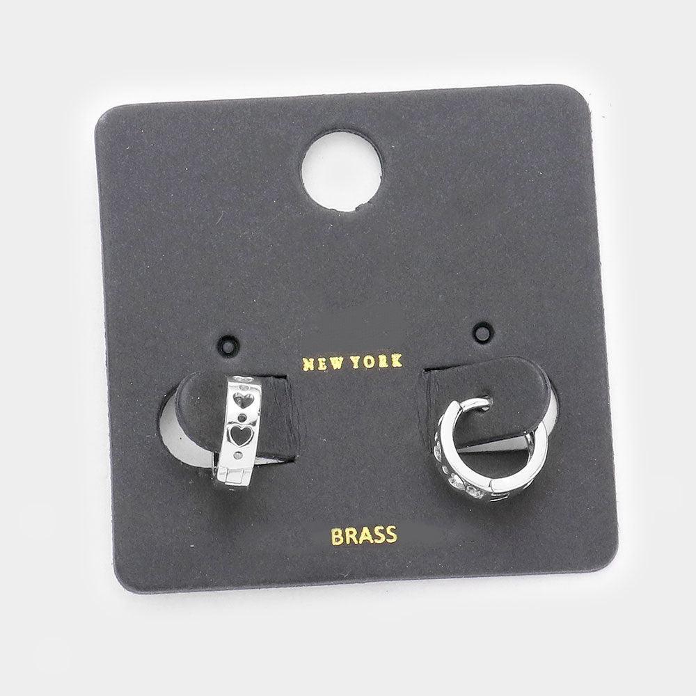 Cut Out Heart Detail Brass Metal Hoop Huggie Earrings - Jewelry Store by Erik Rayo
