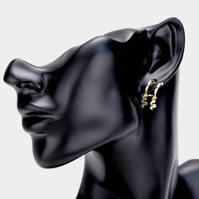 Gold Huggie Hoop Metal Snake Dangle Earrings - Jewelry Store by Erik Rayo