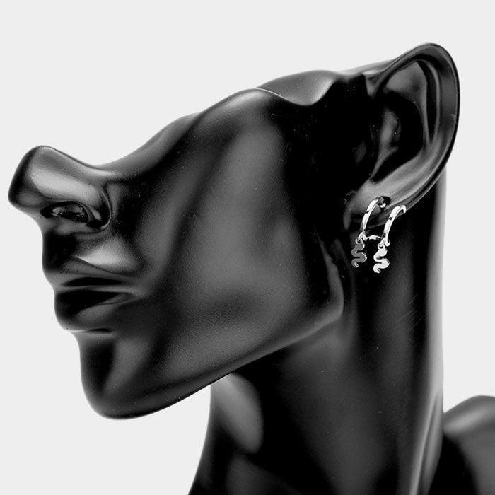 Huggie Hoop Metal Snake Dangle Earrings - Jewelry Store by Erik Rayo