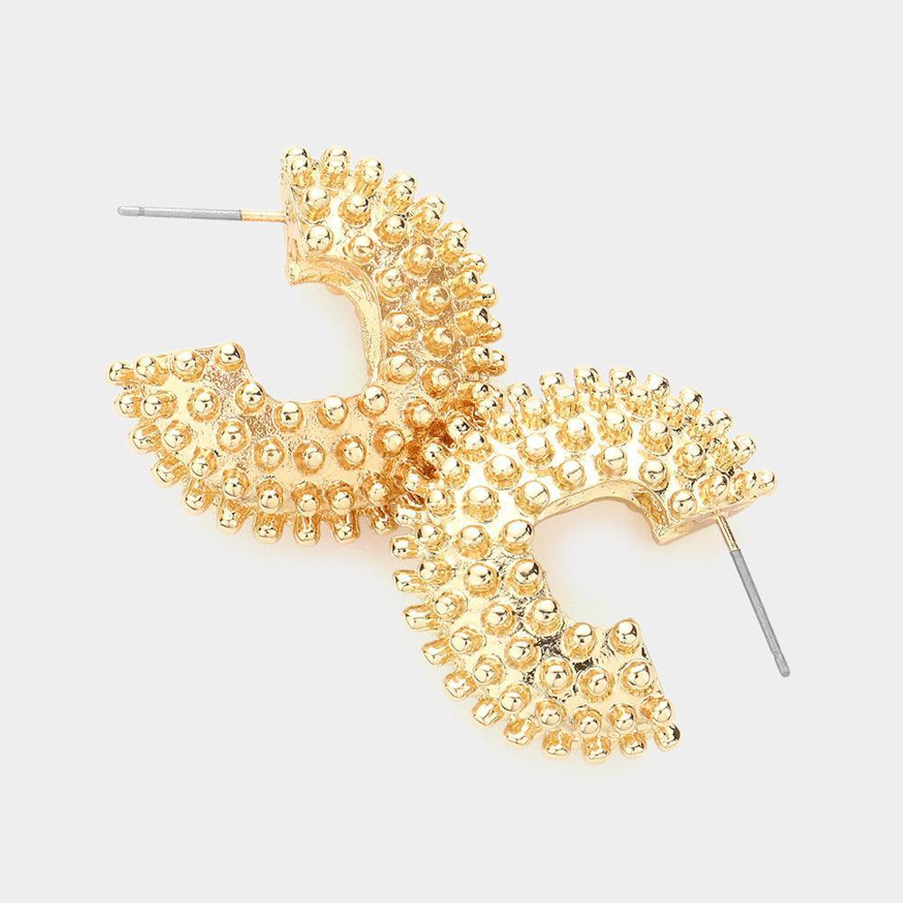 Gold Bubble Textured Metal Hoop Earrings - Jewelry Store by Erik Rayo