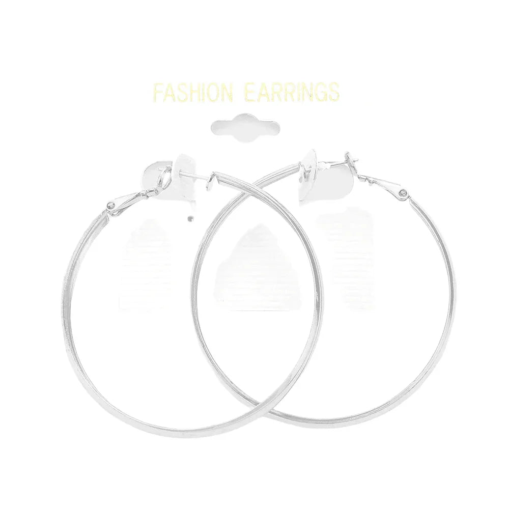 Silver 2 Inch Metal Hoop Earrings - Jewelry Store by Erik Rayo